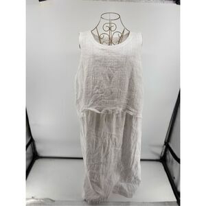 PureJilll  Midi Linen Sleeveless White Pullover Dress Women Size XL Petite